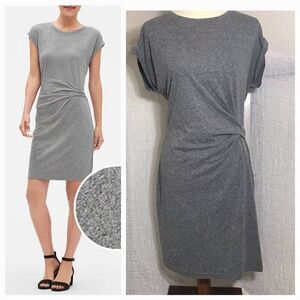 GAP Gray Short Sleeve Dress Gathered Dress Waist Size M